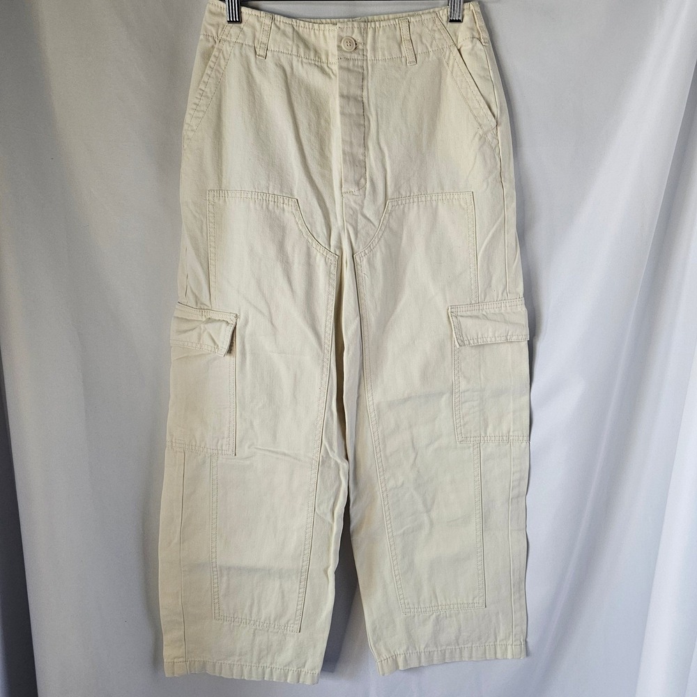 Universal Thread Cargo Pants Size 2 Cream Utility Gorpcore Wide Barrel High Rise
